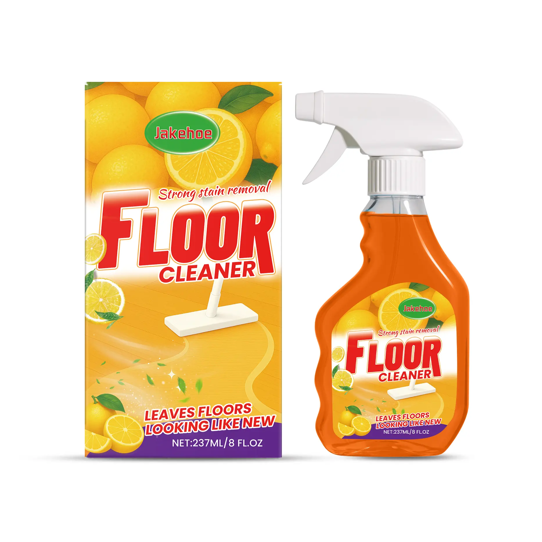 Jakehoe Household Floor Cleaner, All-Purpose Daily Cleaner for Ceramic & Wooden Floors, Lemon-Scented Stain & Scale Remover, 237ml