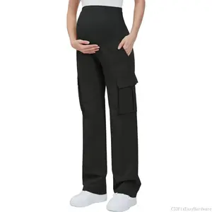 Women's Maternity Cargo Pants with Four Pockets Over The Belly Scrub Pants Pregnancy ClothesC33FixEasyHardware