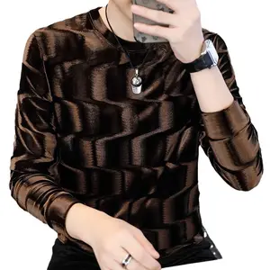Autumn Winter Velvet Base Shirt Men's Long Sleeve T-Shirt Thickened Warm Undershirt Inner Wear Men's Autumn Clothing Menswear Top