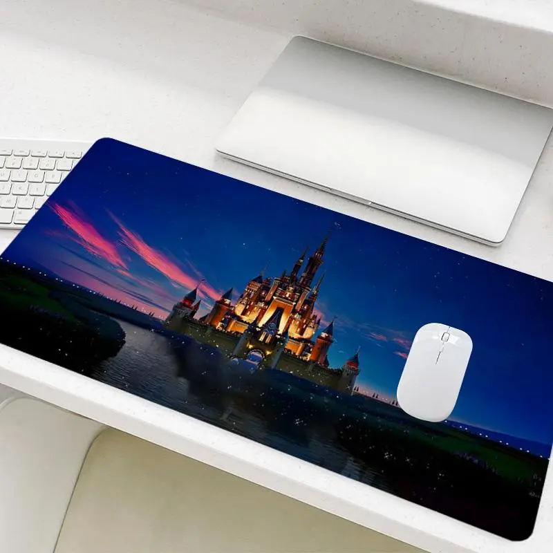 Fairytale Castle Pattern Mouse Pad, Rectangle Gaming Mouse Pad, Office Desk Keyboard Mouse Pad, Extended Mousepad, Non-Slip Rubber Base Stitched Edge Desk Pad, Desk Accessories, Gaming Desk Accessory, Desktop Accessory