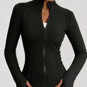 Women’s Slim Fit Athletic Jacket with Thumb Holes, Lightweight Full-Zip Running Track Jacket, Breathable Spring Autumn Sportswear for Yoga, Gym, & Hiking, Performance Workout Top for Women