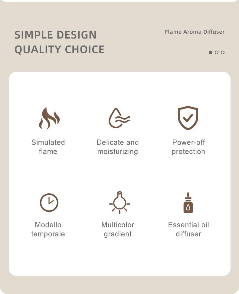 Kinscoter Mini Aroma Diffuser Air Humidifier Ultrasonic Cool Mist Maker Fogger LED Essential Oil Flame Lamp Difusor with 7-Color LED Lighting Modes & Timer Settings