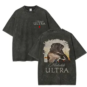 Michelob Ultra-Mallard and Dog T-Shirt -2- Sided Desian-Versatile Unisex Casual Wear - Cool Graphic Tee for Men-Menswear-Gift fol Beer Lovers and Michelob Ultra Fans Round Neck Classic Clothes Cotton Fabric Soft -- fleece