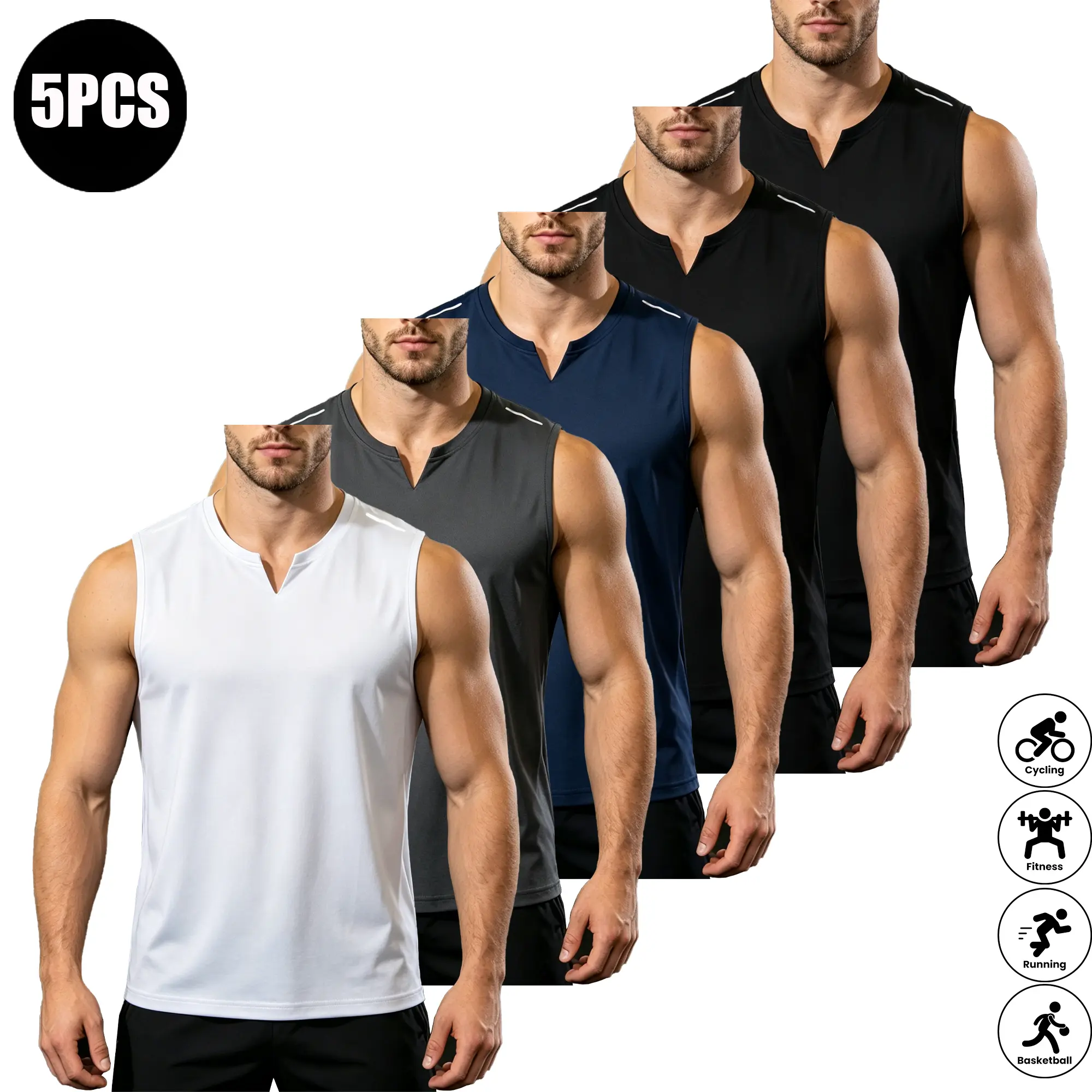 Black + Black + Dark Blue + Dark Gray + White