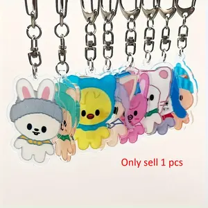 1 Piece,Skz Kpop Keychain, Cute Cartoon Beaded Key Chain, Bag Charm, Car Home Decor, Fashion Accessory, Keychain For Bags, HwangHyun Felix BangChan ChangBin Han SeungMin IN LeeHnow, Birthday Gift, Star Peripheral, Keychain Kawaii