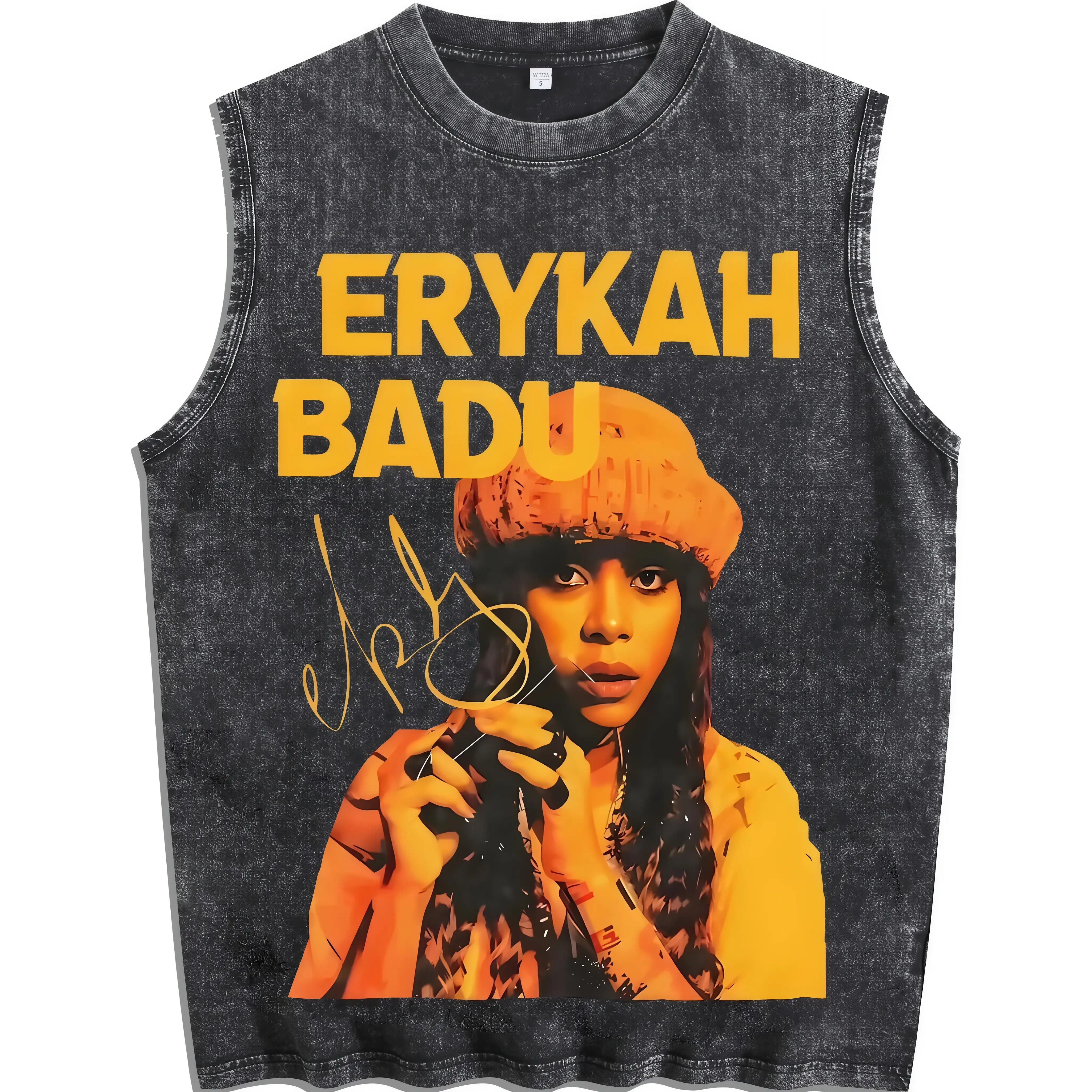 Men's Vintage Washed Cool Girl Print Crew Neck Sleeveless Vest, Loose Fit, Casual Y2K Street Style, Ideal for Summer Vacations, Great Gift for Boyfriends