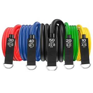 Resistance Band for Home Gym Fitness - Portable 48-Inch Resistance Bands, Max 150 lbs, Color-Coded 10-50 lbs, Ideal for All Workouts