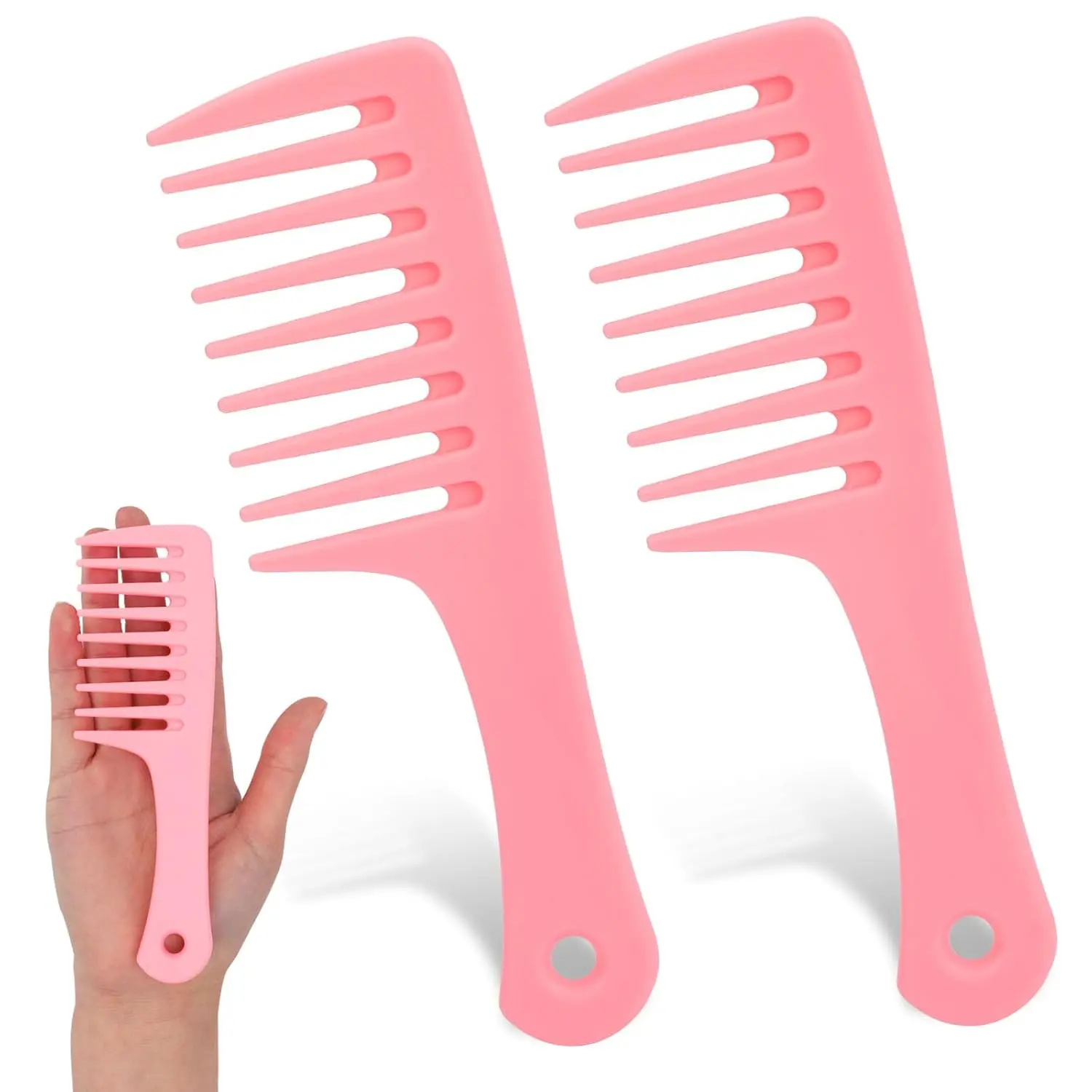 Mini Wide  and Travel-Size Detangling Combs - 2 count Portable Plastic Combs for Styling Curly, Long, Wet Hair