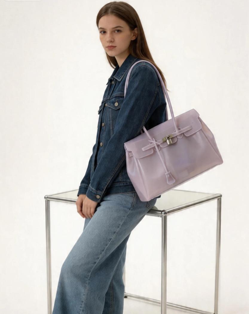 Handbag, TPU transparent jelly bag, shoulder bag, tote bag.