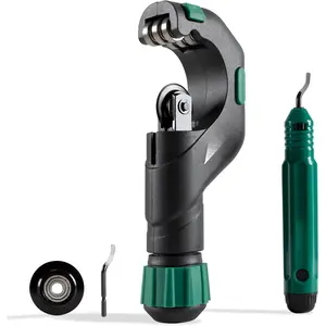 Copper Pipe Cutter Tool Set 3/16"-2" Outer Diameter, Tube Cutter for Copper,Brass,Aluminum&Stainless Steel, HVAC Metal Plumbing Tubing cutter Tool with Deburring Tools&Extra Blades(XT600616)