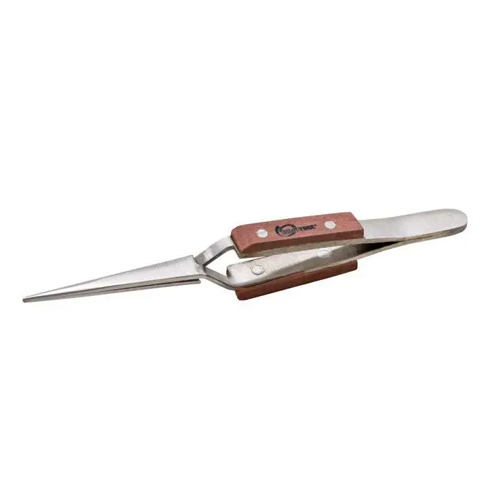 4.5" (4-1/2 inches) Fiber Grip Industrial Tweezer with Steel Jaws, Hand Tools for Secure Hold in Soldering, Heetrix Applications, 115Mm