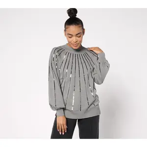 Jingle Belles by Kim Gravel Star Burst Sequin Glam Mock Sweater