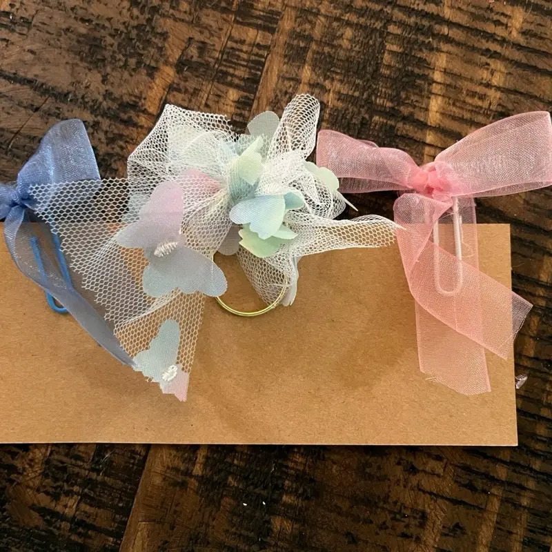 Ribbon Bow Paper Clips with Colorful Bows and Butterfly Design