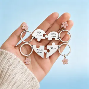Mother Daughter Keychain for 4, Mother Big Sister Middle sister Little Sister Keychain for 4, Sweet Meaningful Gift for Mom for Mother's Day, Birthday or Just Because