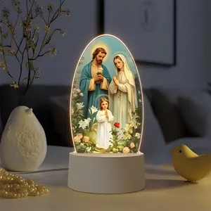 Saint Family Art Night Light, USB Powered, Features Mary Jesus Christ Joseph Images, Christian Home Decor, Religious Home Decor, Christmas Decoration, Stylish Religious Decor