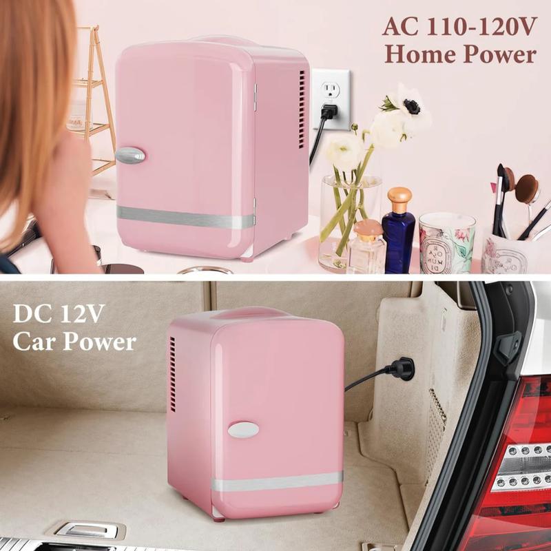Kismile Retro Mini Fridge with Cooling & Warming Modes, 4L Compact Skincare & Beverage Fridge, Thermoelectric System, AC/DC Dual Power
