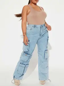 Fairfax High Rise Stretch Cargo Jeans - Light Wash