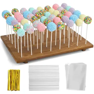 Cake Pop Stand/w 300 count Cake Pop Sticks and Wrappers - 48 Holes Cake Pop Holder Stand for Dessert Table- Lollipop Holder for Birthdays,  Shower, Weddings or Any Events.