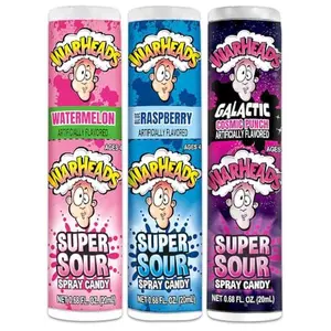 WARHEADS - Super Sour Candy Spray - Blue Raspberry, Green Apple and Watermelon Flavors - 0.68 oz. Bottles - 3 Pack