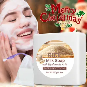 Christmas, Thanksgiving, Rice Milk Soap, Skin Brighten Soap Bar,Rice Soap, Rich In Rice Extract And Milk, Brighten And Moisturize The Skin, Skin Form Soap For Face&Body, Used In The Morning And Evening , Suitable For All Skin Types