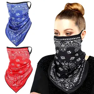 MoKo Scarf Mask Bandana with Ear Loops 3 Pack, Lightweight Breathable UV Sun Protection Neck Gaiter Balaclava for Women Men Outdoor Sports