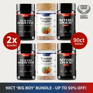 2x "Big Boy Bundle" Ultimate Men's Health & Vitality - Testo Booster + Prostate Health + Nitric Oxide Booster - Supports Testosterone Production - D-Aspartic Acid & 14 Plants - Boost Blood Flow & Stamina - Muscle Mass & Performance Booster