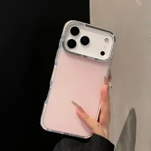 Luxury Sparkling Diamond Decorative Camera Frame Phone Case iPhone 17 Air 16 15 14 Plus 13 Pro Max Shockproof Bumper Cover