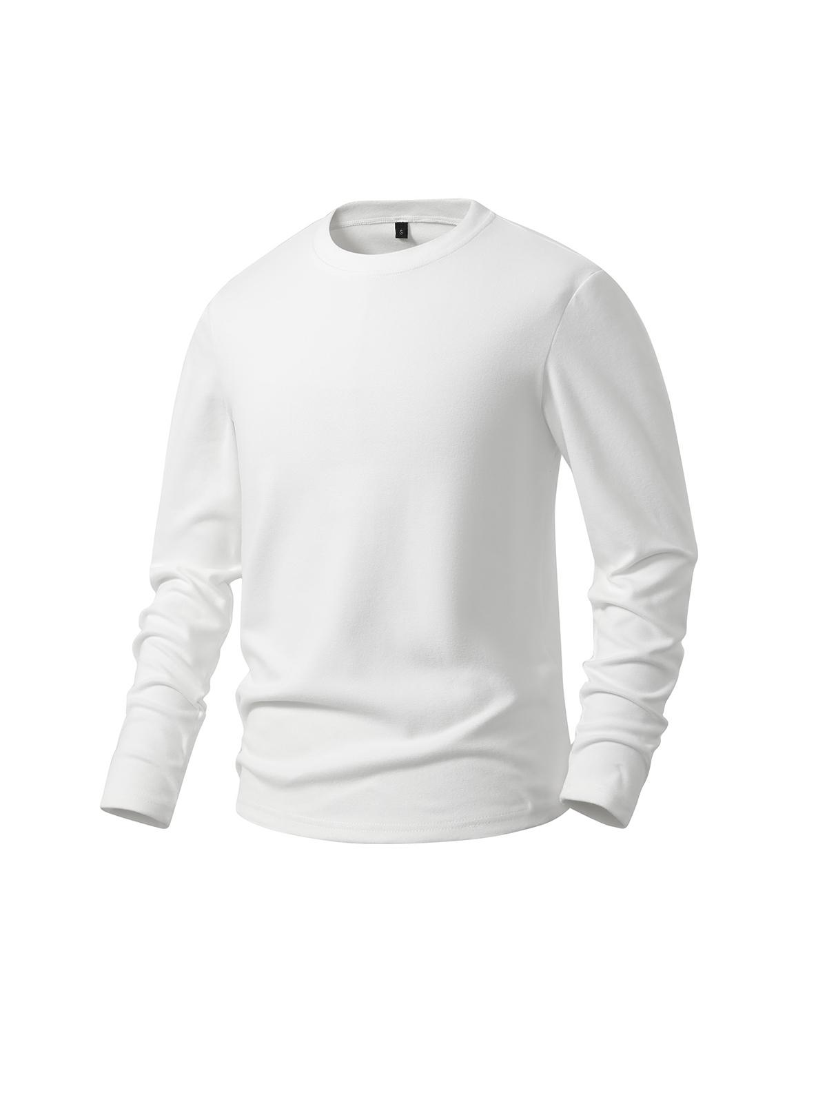 2-pack: men’s long-sleeve T-shirt, men’s terry crewneck long-sleeve T-shirt.Basic loose, stretchy, versatile base layer top—simple solid color for all seasons; suitable for everyday casual wear, students, commuting, and home.