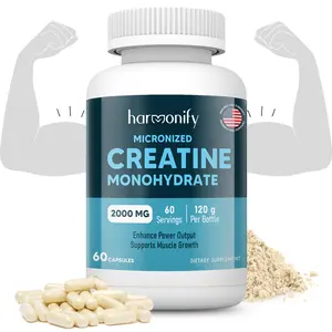 HARMONIFY Creatine Monohydrate Amino Acid Powder 2000 mg- Support Muscles, Cellular Energy and Cognitive Function - Gluten-Free, Keto - NSF Certified, 60 Servings Supplement Healthcare