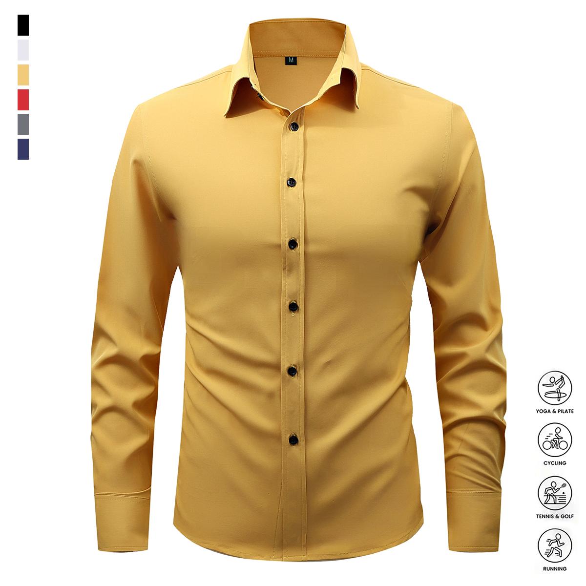 3-Pack Men's Fashion Shirts, Spring and Autumn Casual Breathable Long Sleeve Button Top