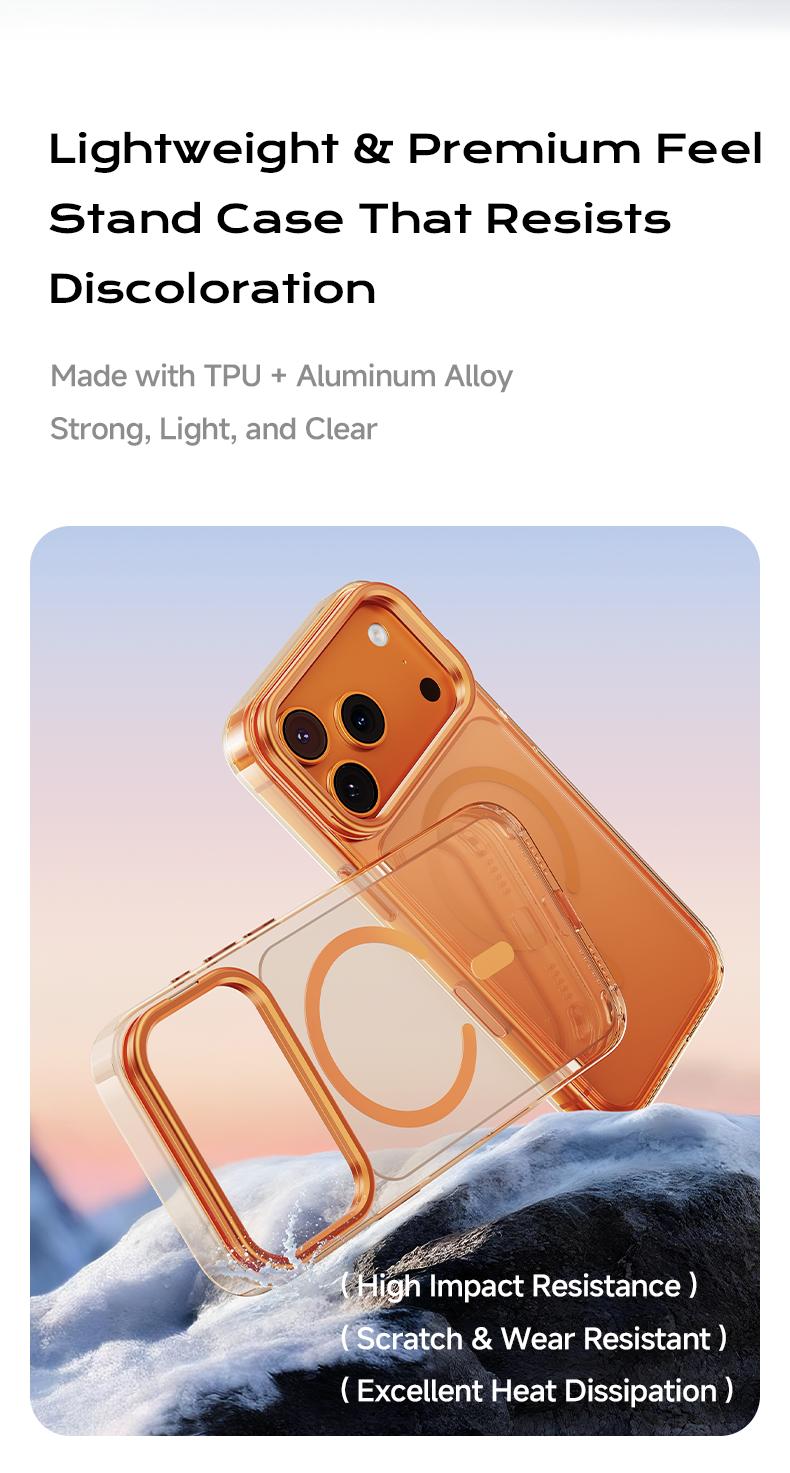 MAGICJOHN iPhone 17/17 Air/16/15 Pro Max Kickstand Case – Multi-Angle Adjustable Lens Stand with Raised Camera Protection