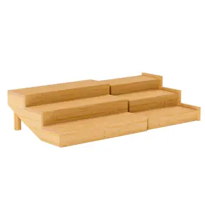 Spice Rack, Bamboo Spice Rack Kitchen Cabinet Organizer Expandable - Bamboo 3 Tier Figurine Display Shelf, Adjustable Magnetic 4 Tier Spice Racks