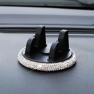 Rhinestone Decor Car Phone Holder, Car Dashboard Phone Holder, Universal Smartphone Holder, Universal Car Interior Accessories for Women & Girls, Car Cellphone Mount, Car Accessory