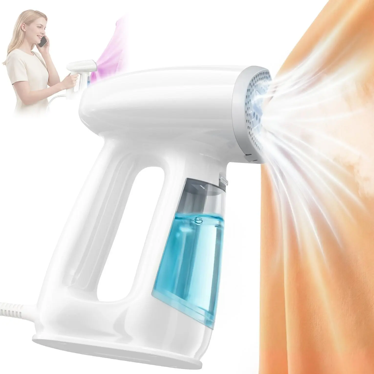 Summerwins Handheld Garment Steamer for Clothing - 3000Pa Auto-Grip Suction, 20S Fast Heat, 1000W Dual Modes, No Ironing Board Needed for Travel, Business Trips (Indoor Leisure Use)