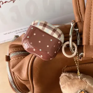 Polka Dot Pattern Earphone Case with Keychain, Earphone Protective Cover, Earphone Accessories Compatible with AirPods, Headset, Protection