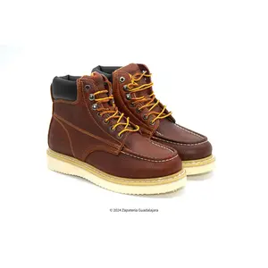 HM345 MOC Toe 6" Grass Tan Work Boot - Leather, Comfortable Design, Lace-Up Closure, Ideal for Walking and Outdoor Activities  Shoe Footwear