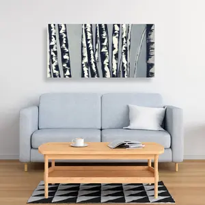 360 Stand 24x48 in. Abstract Hues Birch Forest Wall Artwork, Rustic Nature Print, Artistic Room Decoration, Home Decor Gift for Living Spaces, Art-Inspired Wall Arts, Forest-Themed Wall Arts