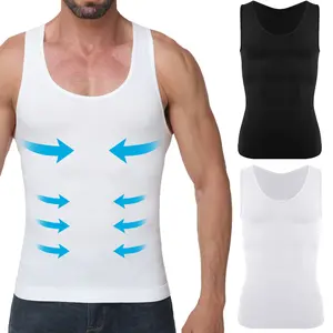 3/2/1 Pack Menswear Compression Shirt Sleeveless Body Shaper Shapewear Tummy Control Breathable Lightweight Stretchy Vest Sports Workout Tank Top Fitness Gym Smooth Clothes Stylish Daily Wear