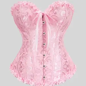 Corset Sexy Floral Lace Up Shapewear Top, Tied Hook Front Frill Trim Corset Tube Top, Tummy Control Shaper for Women Fit Womenswear Adjustable Casual Comfort Smooth Basic