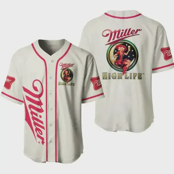 MillLife Beer Baseball Jersey, Beer Summer Baseball Jersey, Baseball Jersey Shirt, Classic Button Front Style, Trendy Streetwear