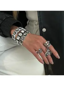 Geometric Minimalist Square Zircon Elastic Bracelet for Women Stackable Dainty Adjustable Cubic Zirconia Hand Jewelry Gift