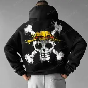 Oversized Unisex Anime #OnePieceee Print Hoodie, Straw Hat Pirates Graphic Hoodie, Casual Streetwear Hoodie, Gift For Anime Fans 1CPBN