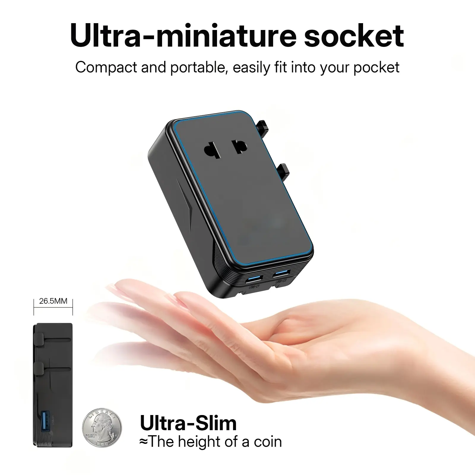 【Universal Travel Adapter Charger】 Adapter Compatible with 200+ Countries, EU/US/UK/AU Plugs，4-Port (USB-A/1 USB-C/2)，Perfect for International