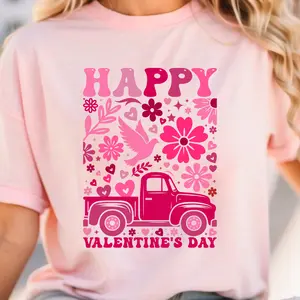 Dove Happy Valentine's Day Flowers Graphic Tee Women - Cotton Blend, Round Neck, Short Sleeve, Available in Various Colors Shirt graphic tees Love Top