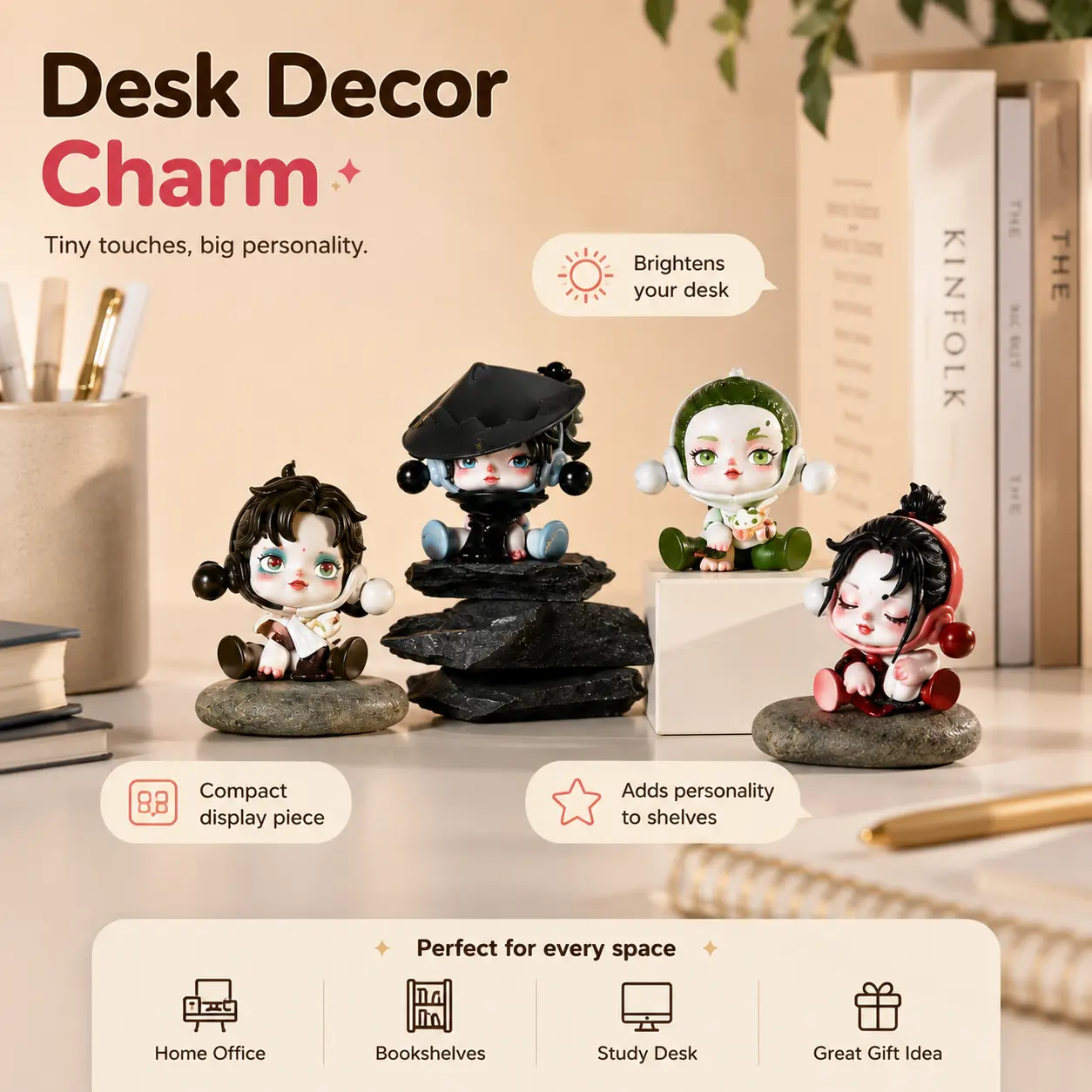 Rolife Character Art Collectible Figurines - US Stock Fast Shipping, Desktop Display Decoration, Gift Toy, Collectibles