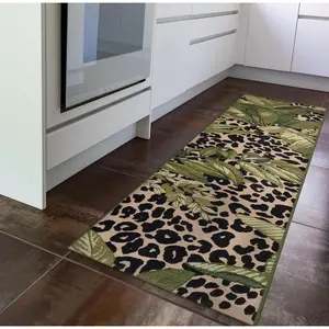 Lush Decor MARINA Indoor/Outdoor Power Loomed Synthetic Blend Low Profile Area Rug - Transitional Geometric Botanical Wildlife Animal Print  (Safari)