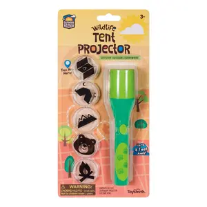 Outdoor Discovery Wildlife Tent Projector 6.25-inch Handheld Flashlight with 5 Slide Covers for Kids