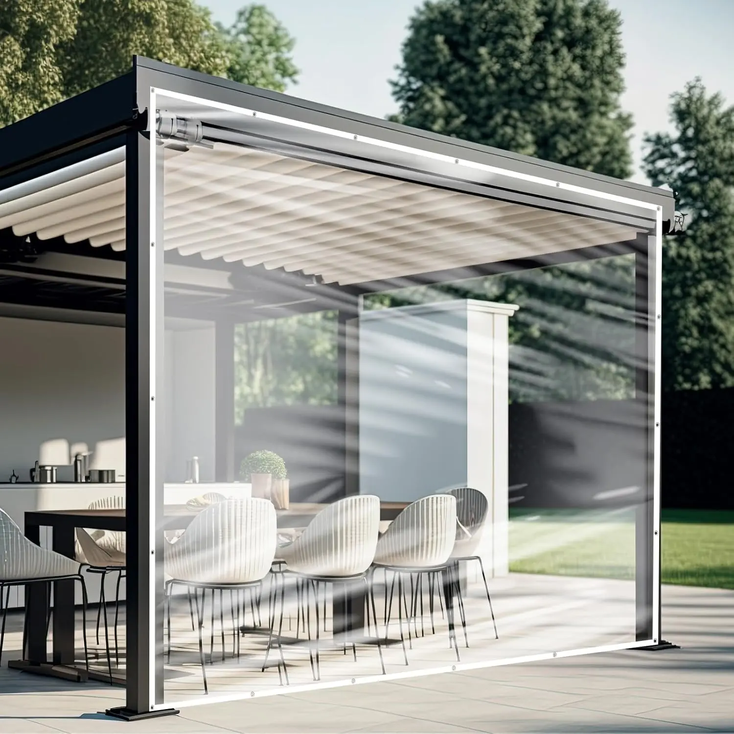 10x10ft Clear Tarp Heavy Duty 20 Mil PVC Clear Vinyl Roll Transparent  Tarpaulin Plastic Patio Curtain Enclosure for Window Sheets, Garden, Camping, Outdoor Tent Cover, Porch Canopy