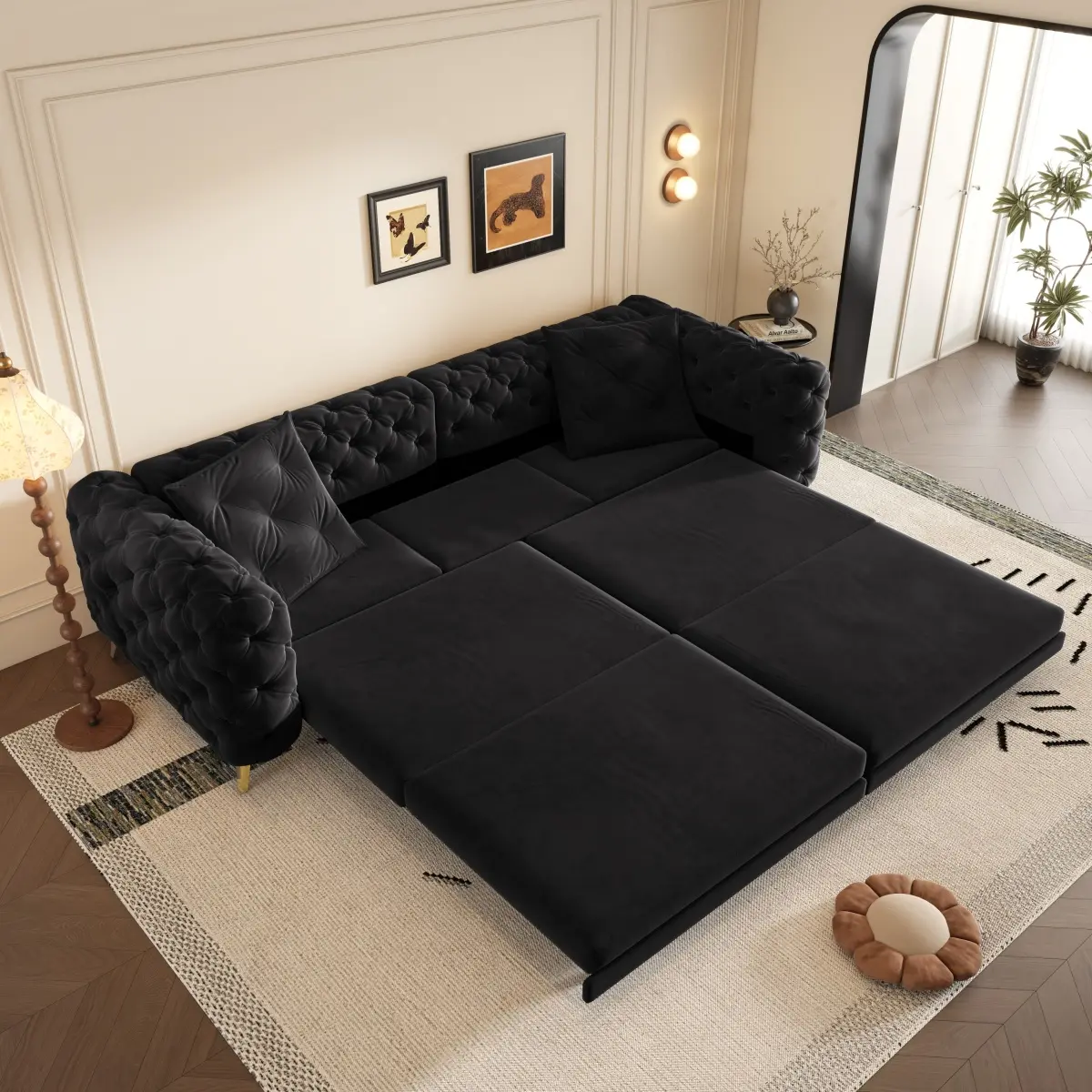 97.7"  + Ottoman  +  Black