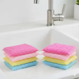 Reusable Kitchen Scrubber Sponges - Heavy Duty Grease Cleaning Pads, Anti-Mold & Antibacterial Dishwashing Cloths for Sinks, Stovetops, Multi-Surface Cleaning, Eco-Friendly No-Residue Scrub Sponge Set